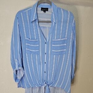 Stylish Blue Striped Button-Down Shirt